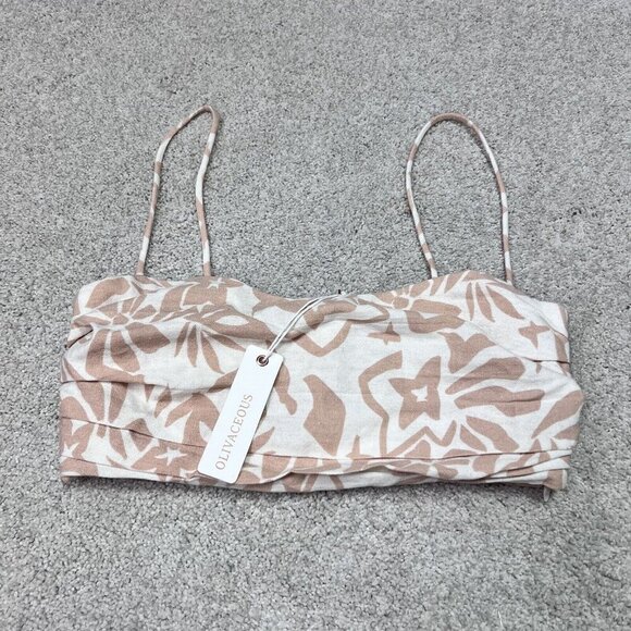 Olivaceous Top Women’s Beige White Cropped Sleeveless Size Small NWT - Picture 7 of 11